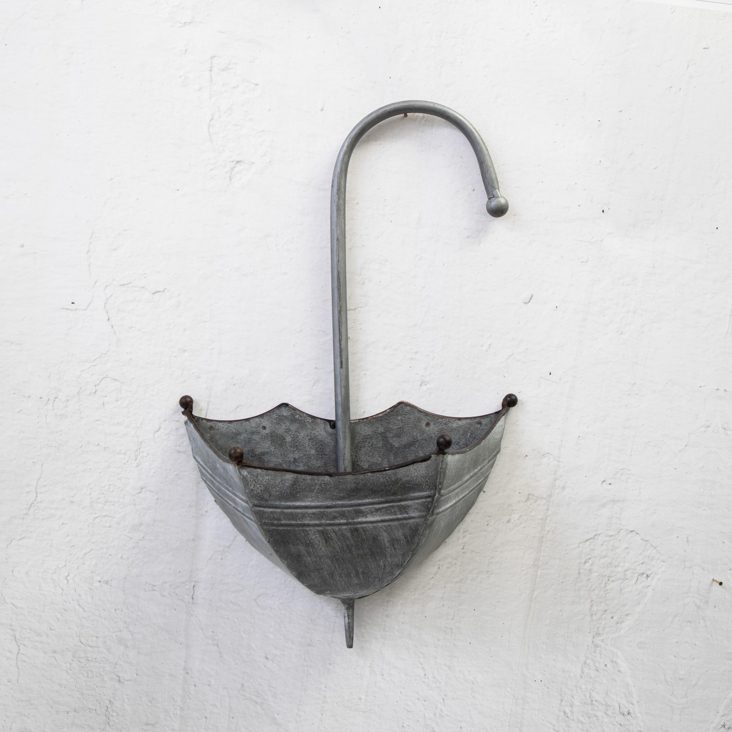 Annibells Metal Wall Umbrella Galvanised Flower Pots Garden Balcony Planters (Small)