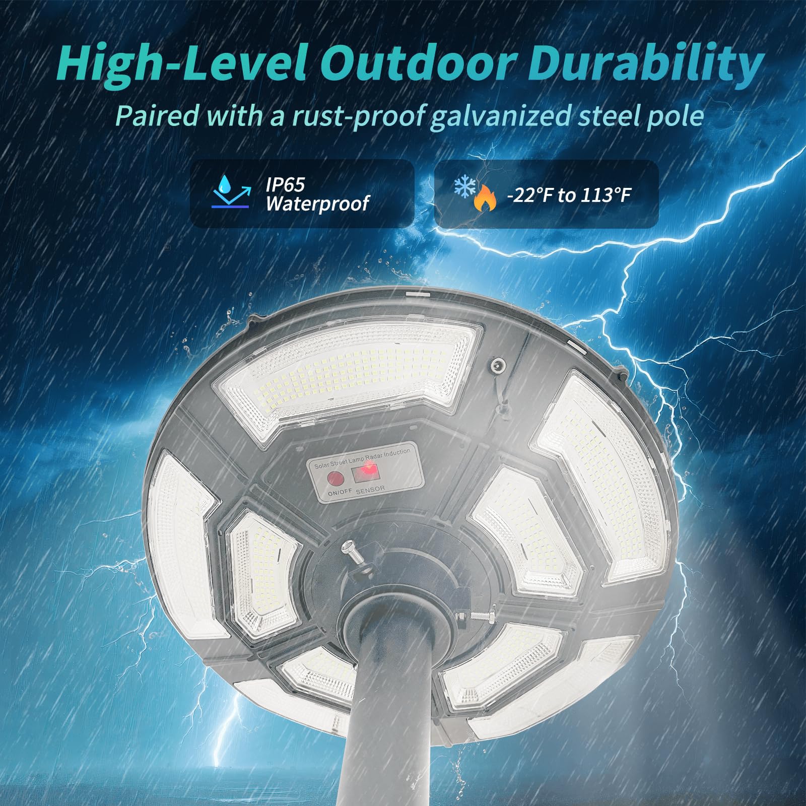 Locontifni Solar Street Light with Galvanized Steel Pole and Base