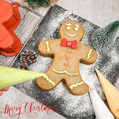 Miniatura 5 de Webake Molde de hombre de jengibre de 10 pulgadas, molde grande de silicona para hornear pasteles de Navidad, galletas