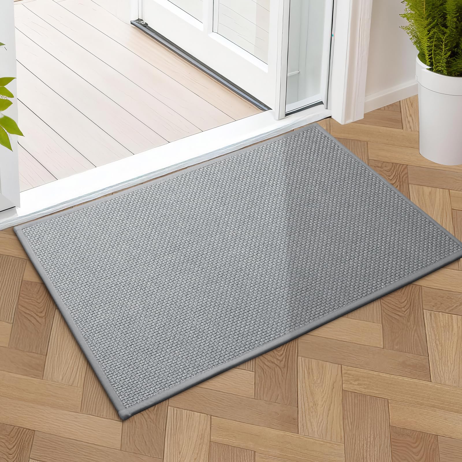 Tuocal Door Mat Non Slip Dirt Trapper Door Matts Indoor 60x90cm Darkgray