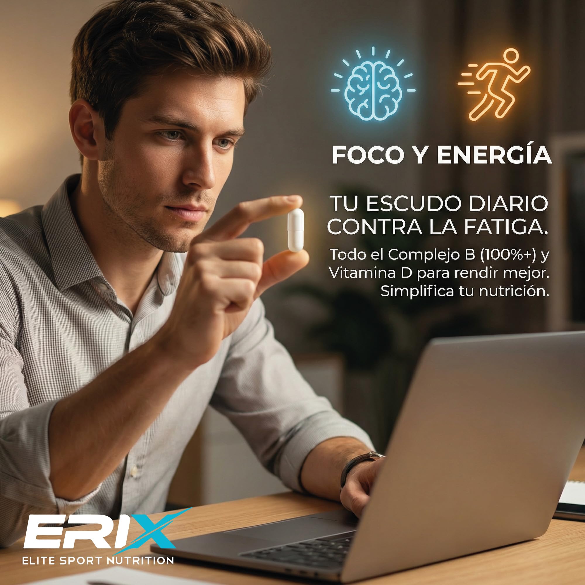 ERIX Nutricion Pack Entrenamiento - BCAA 2:1:1 + Glutamina (500g, Sabor Cola) y Multivitamínico (30 Cáps) - Incluye Shaker 700ml de Regalo - Recuperación Muscular y Vitalidad