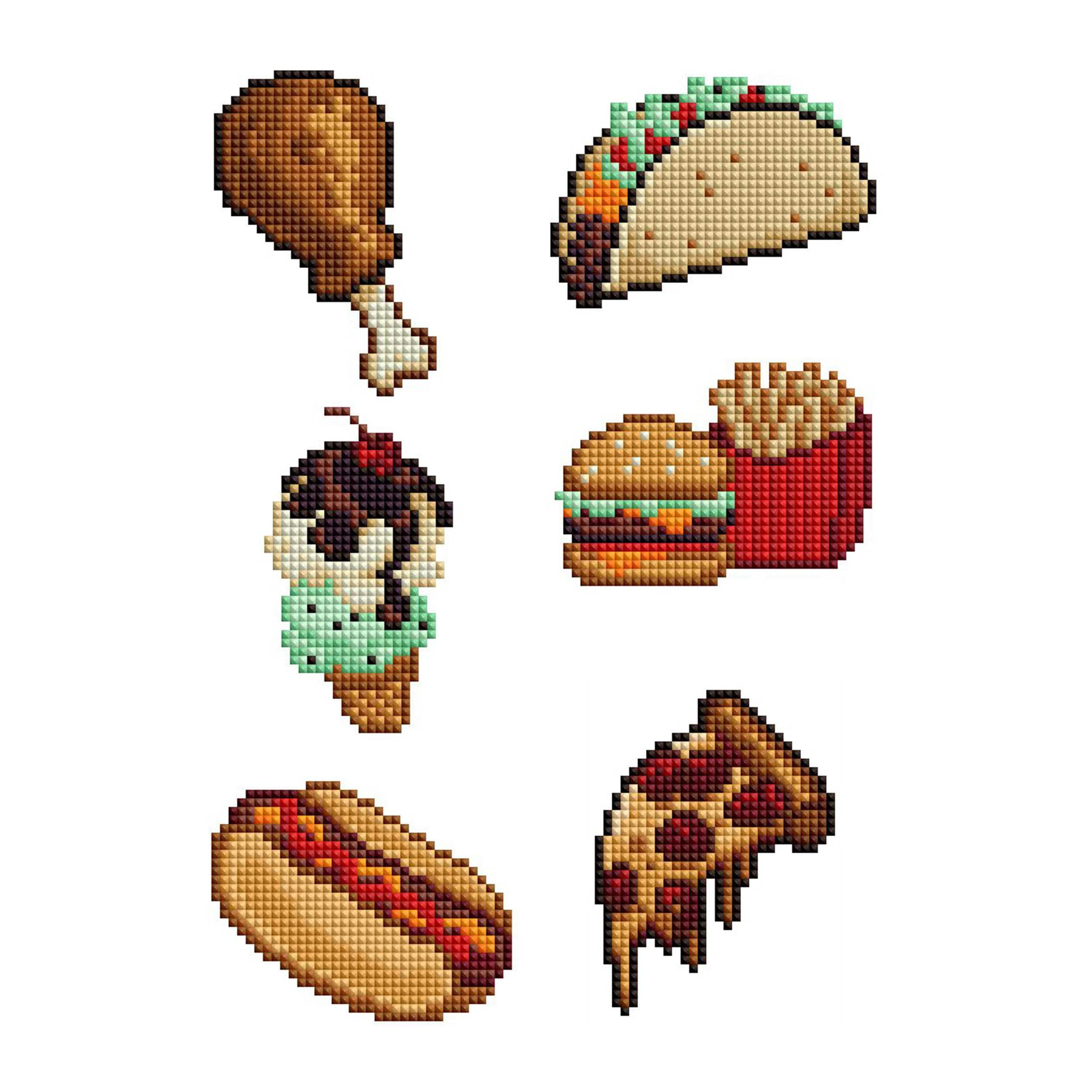 DIAMOND ART CLUB50s Diner Food Mini Dazzles, Fun DIY Diamond Painting Kit for Adults, Diamond Art Canvas for Beginners, 4"" x 6"" (Pack of 6), DAC-MD-002