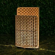 MALUX Rattan Lantern Style with E27 Bulb, IP44 Waterproof, Lantern for Outdoor Garden, Hanging/Standing, Hand Knitted Lantern for Patio, Garden, Courtyard, Balcony