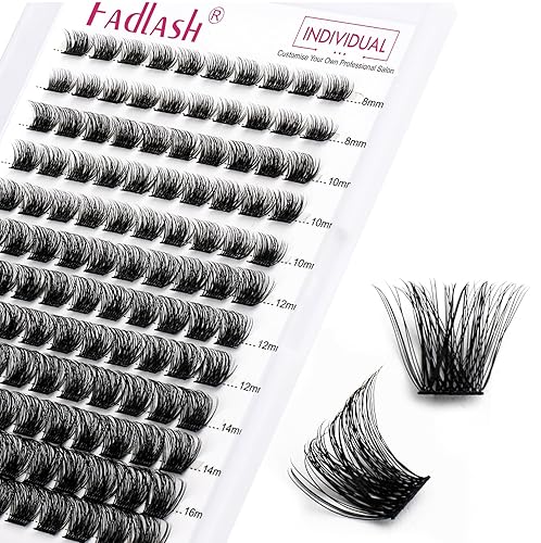 FADLASH Individual Cluster Lashes Extensions 120Pcs 40D 0.07 D Curl 8-16mm Mixed Trays Eyelashes DIY Multiple Shapes Eyelash Customize Your Look at Home for Beginners - F1-0.07D - 8-16mm