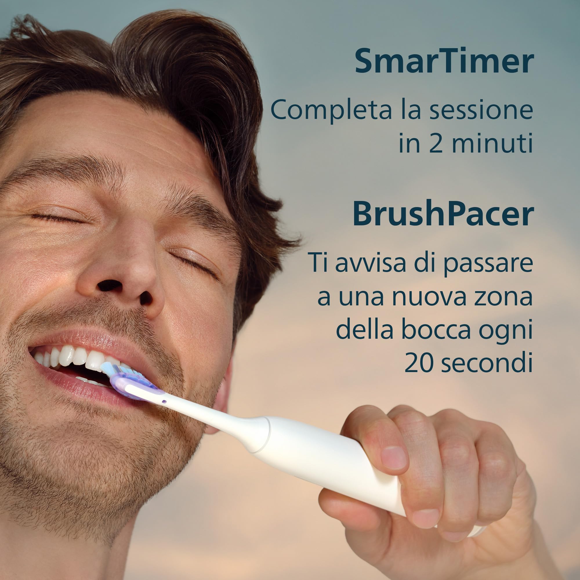 Philips Sonicare 7100, spazzolino elettrico sonico con app, 4 modalità di spazzolamento e 3 livelli di intensità, EasyStart, SmarTimer, bianco, modello HX7420/02 [Nuova tecnologia]