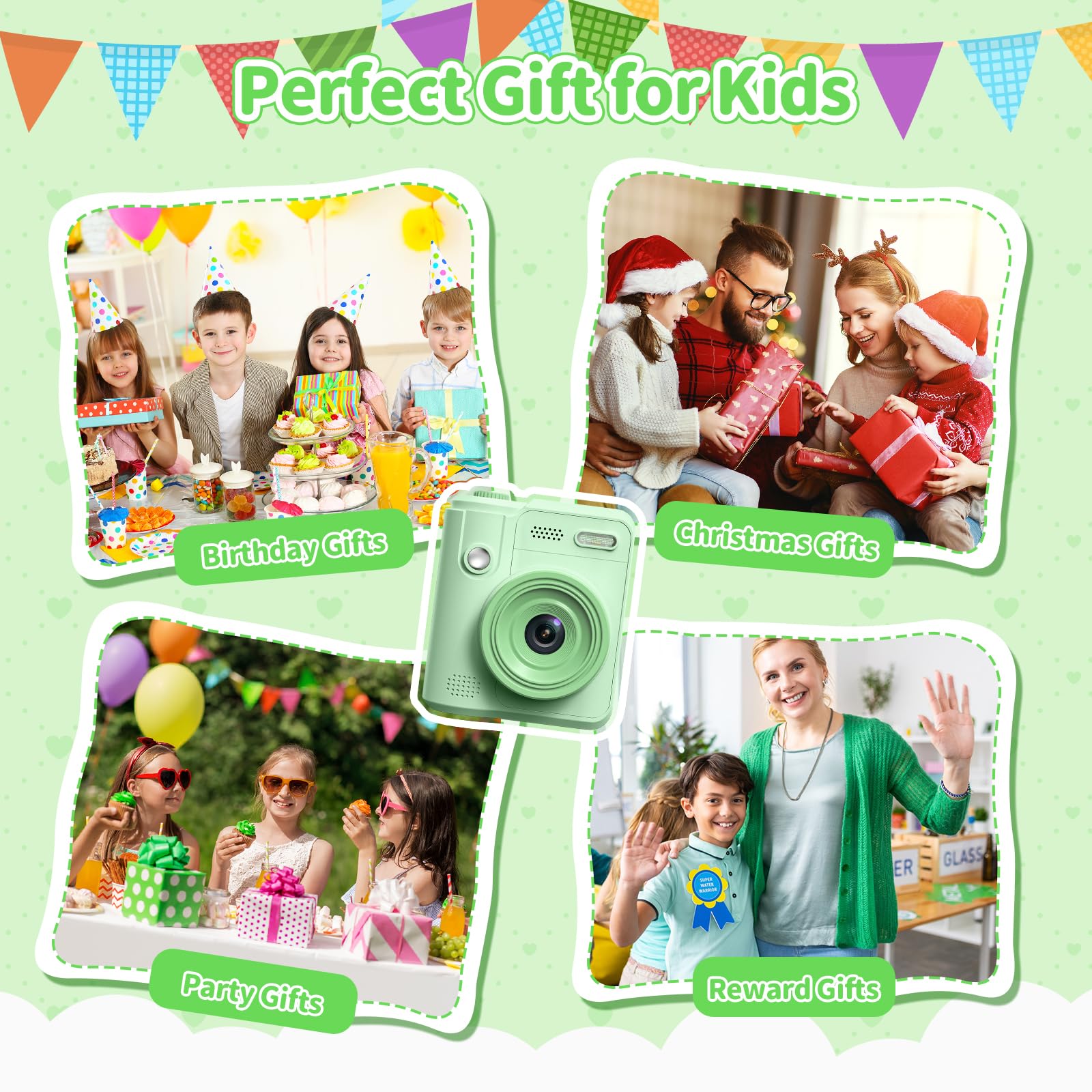 Gofunly Sofortbildkamera Kinder, 1080P HD Kinderkamera Sofortbildkamera mit 32GB Karte & DruckerPapier, Kamera Kinder Sofortdruck Kinderspielzeug Geschenke für Jungen und Mädchen 3-12 Jahre