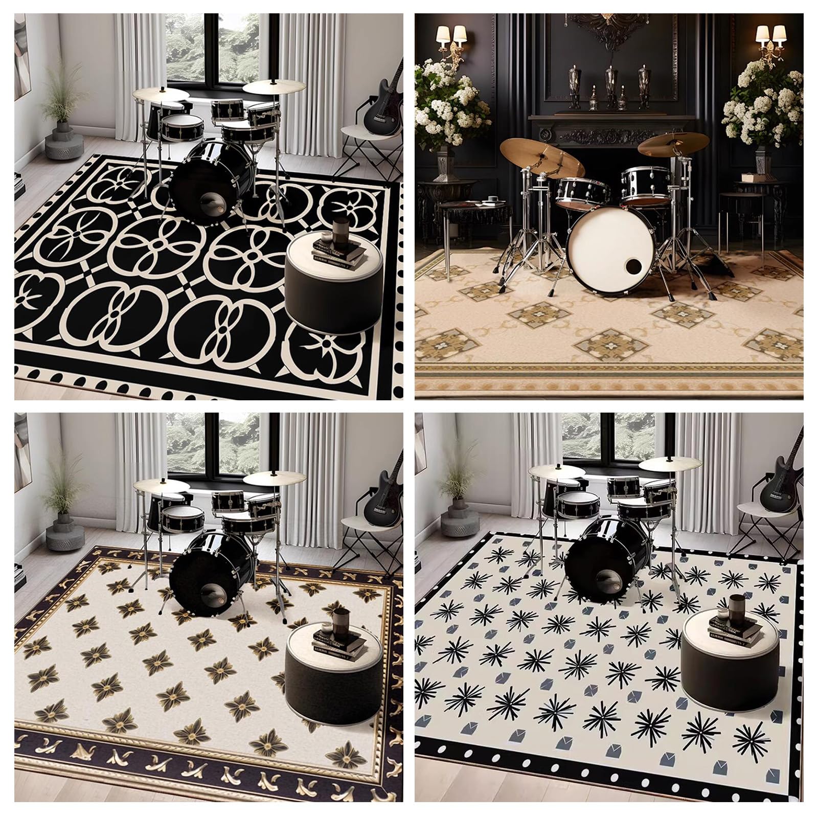 Tappetino per Batteria e Percussioni Antiscivolo e Insonorizzato, Tappeto Isolante Acustico Pavimento, Tappetino Professionale Rettangolare Jazz, Tappeto per Batteria(Size:200×200CM,Color:C)