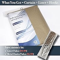 Vista 4 de N&Y HOME - Juego de cortina de ducha de punto gofrado con forro y ganchos lino