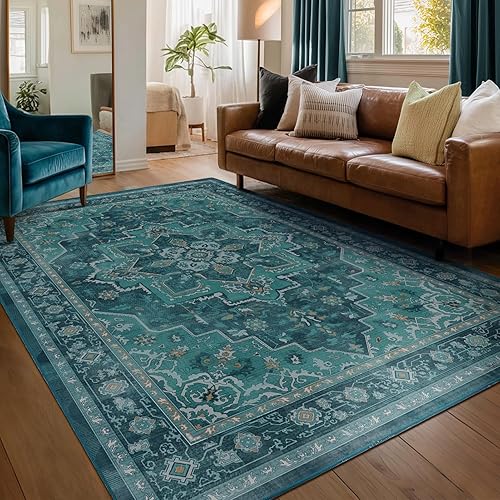 Miniatura 61 de Alfombras Redondas Beige de 4 pies, Alfombra Circular Pequeña Antideslizante Lavable de Pelo Bajo y Fina para Entrada, Cocina, Comedor, Alfombra