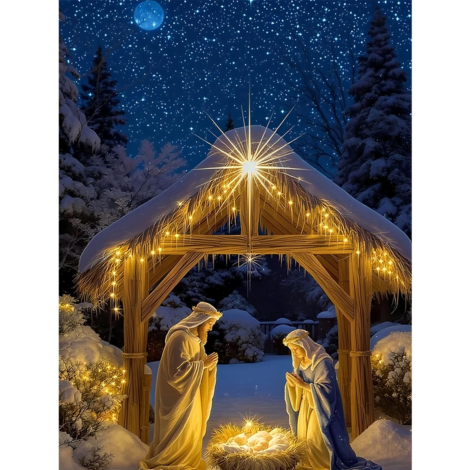 POETRYDRAW Jesus in Snow Full DIY 5D Round Drill Art Diamond Art Painting