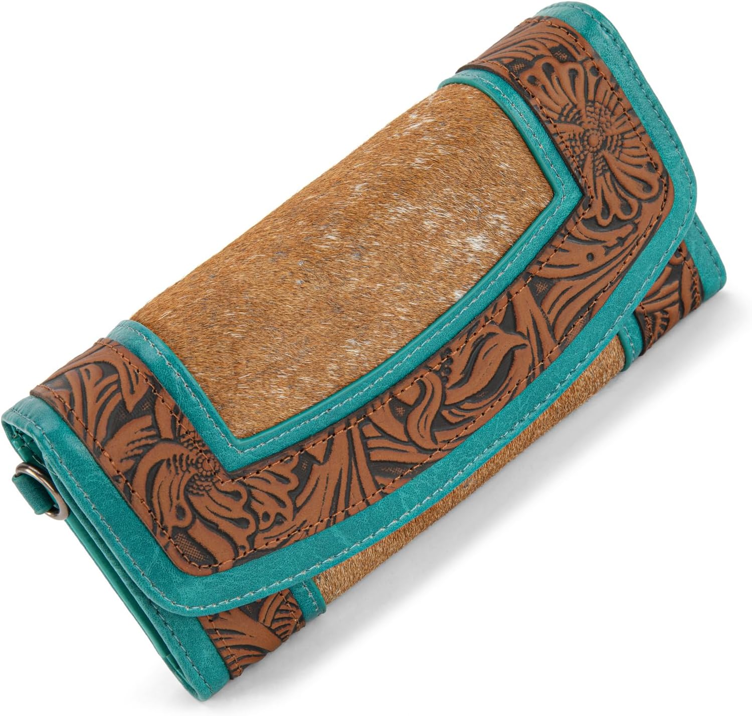 Montana West Wristlet Wallets for Women Western Floral Tooled Cowhide Wallets Large Capacity Trifold Wallet with ID Window - Image 5