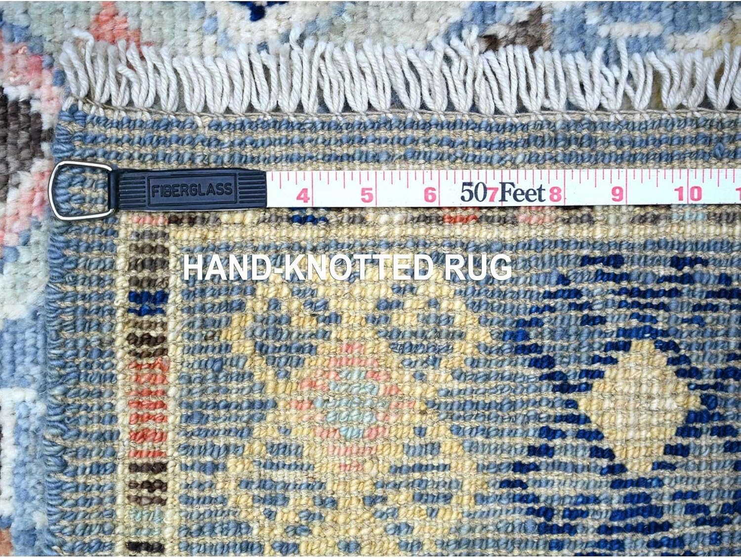 Blue Anatolian Village Inspired with Subtle Design Hand Knotted Shiny Wool Runner Rug (3'2"x10'1")