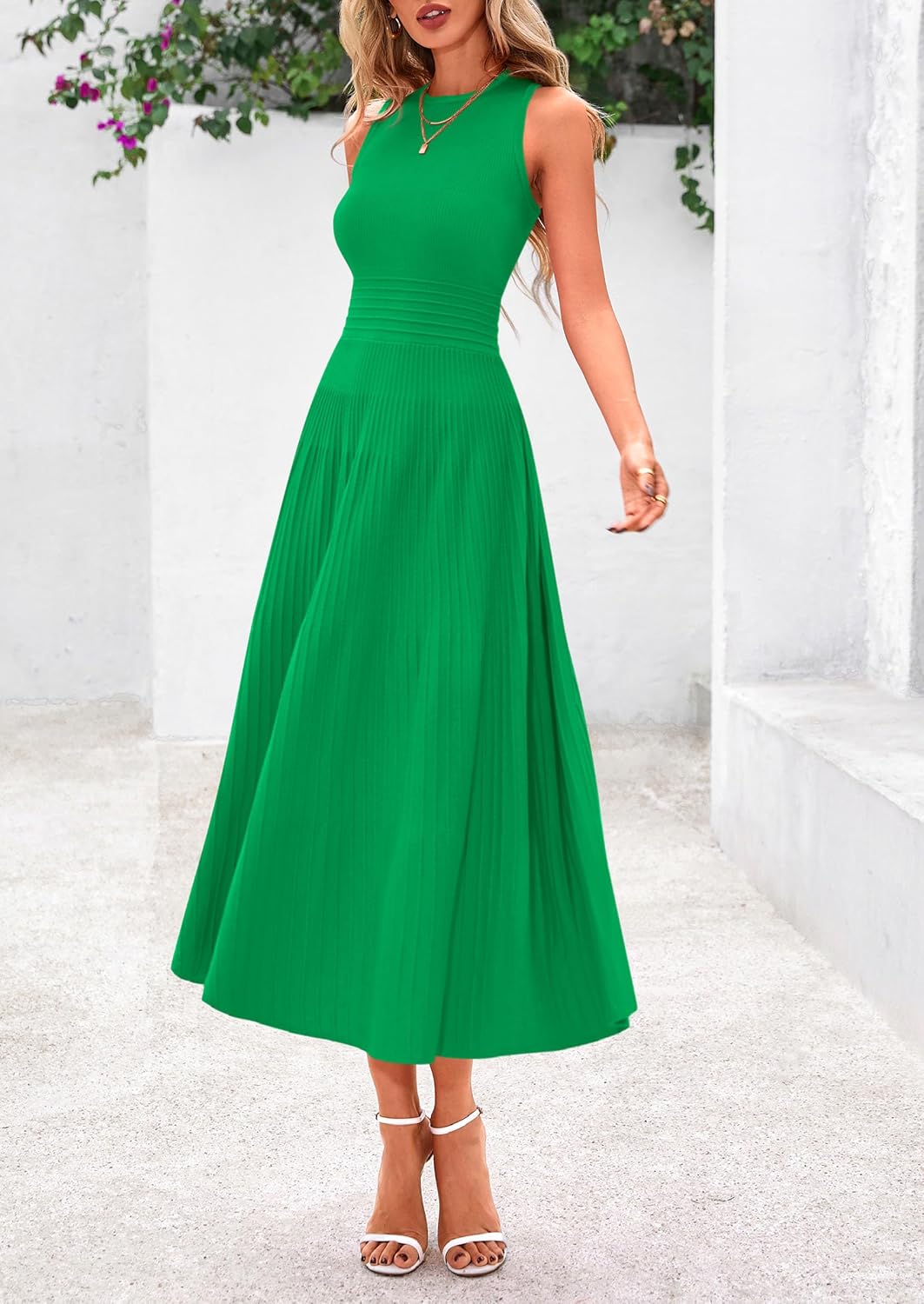 PRETTYGARDEN Spring Casual Dresses for Women 2026 Summer Business Work Midi Sleeveless A Line Pleated Cocktail Dress - Image 4