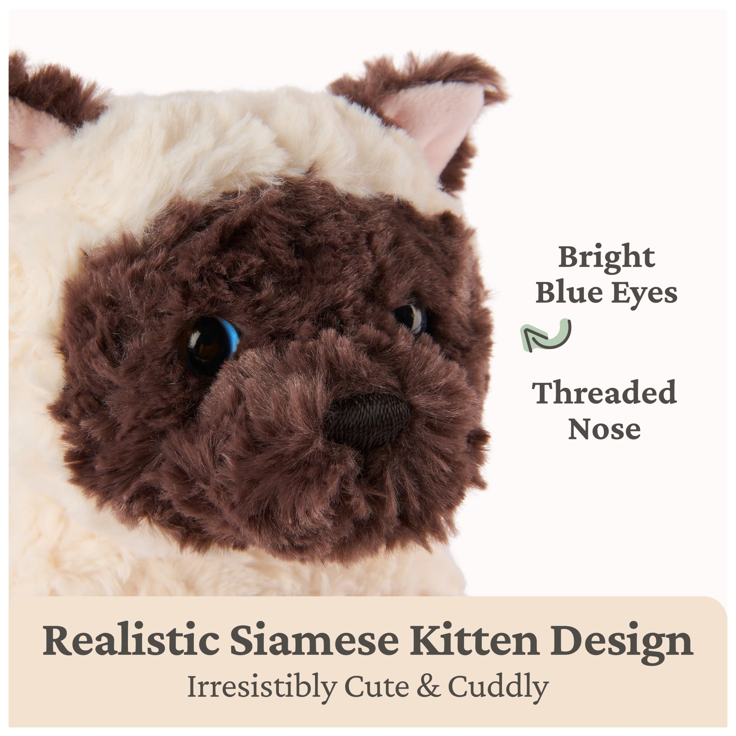GUND Bootsie - Peluche de Gatito siamés, Animal de Peluche prémium para Edades de 1 año en adelante, Crema/marrón, 9 Pulgadas