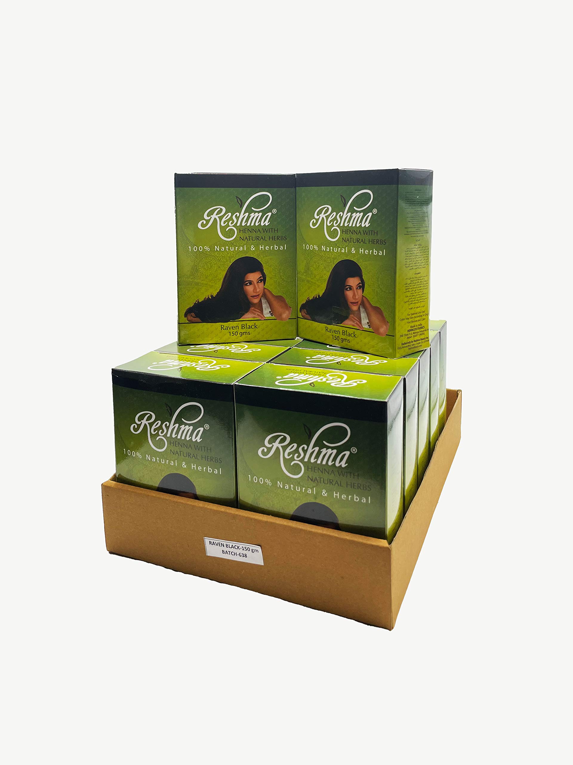 100% Natural Organic Henna Powder for Hair with 7 Ayurvedic Herbs Indigo, Henna, Bhilawa Nuts, Hibiscus, Amla, Methi Seed & Shikakai Heena - 5.29 oz Each, Pack of 12 (Raven Black)