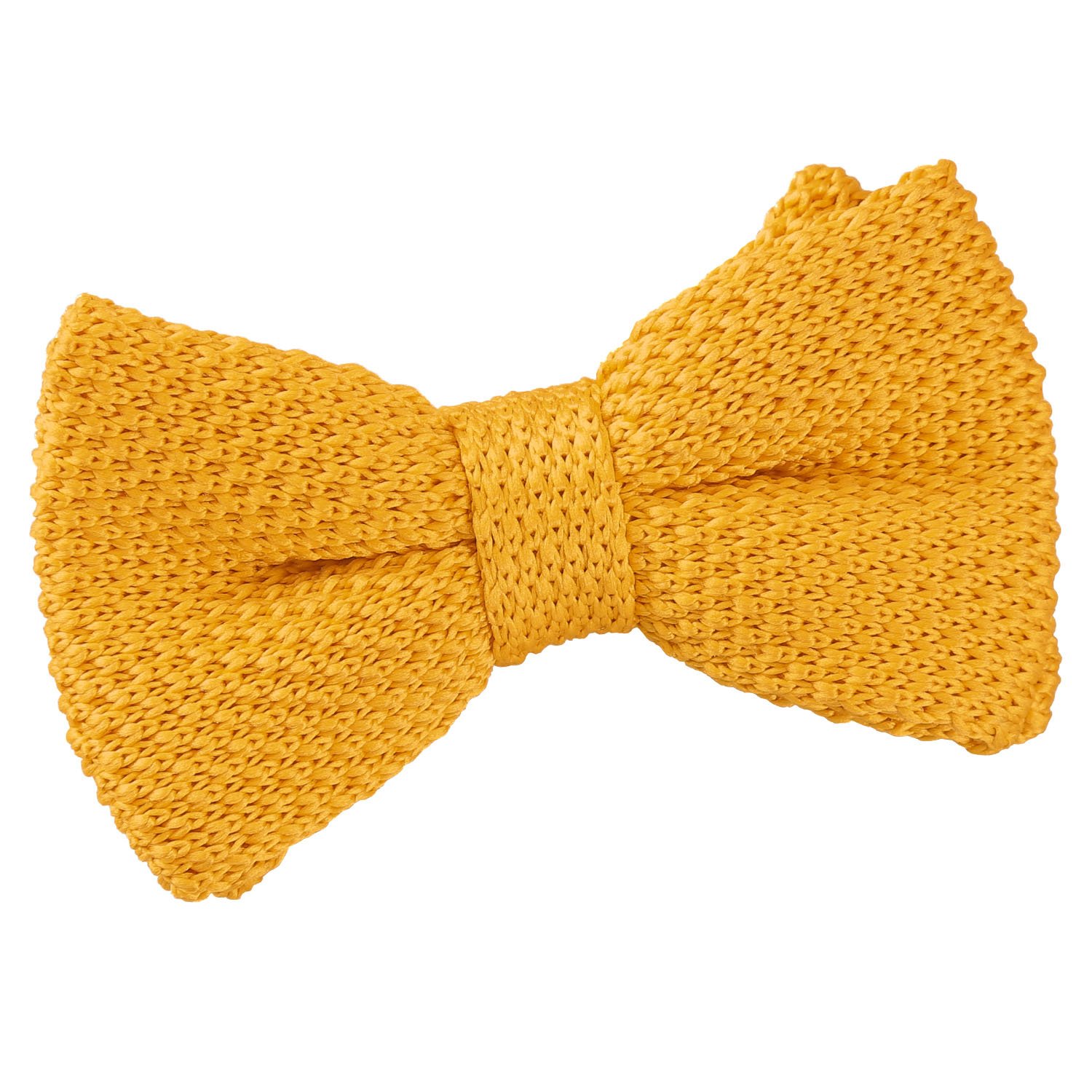 DQT Boys Plain Knitted Pre-Tied Bow Tie – Wedding Pageboy Formal Bowtie - Marigold Yellow