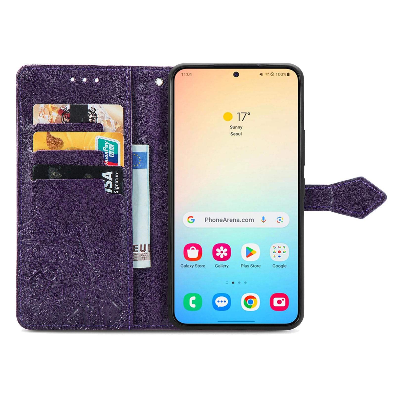 COTDINFOR Compatible with Samsung Galaxy S24 Plus Phone Case Wallet Leather Flip Magnetic Closure Shockproof Protective Case with Card Slots and Stand Case for Samsung Galaxy S24 Plus. Mandala Purple