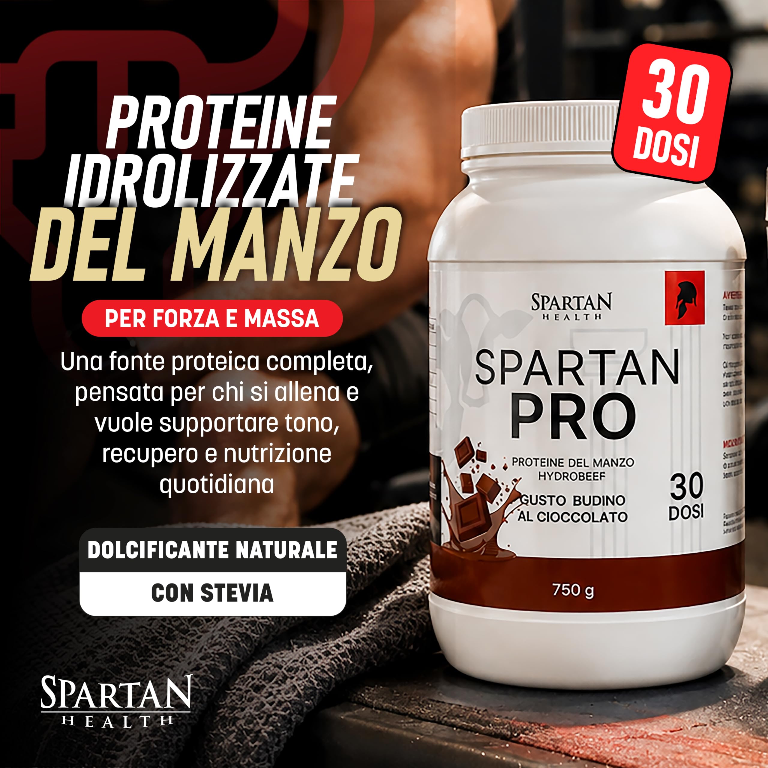 Spartan Health – Spartan Pro – Proteine Idrolizzate di Manzo Svedese – Integratore Proteico ad Alta Solubilità Senza Grumi – Proteine Senza Lattosio – 750g