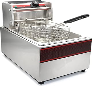GRACE Commercial Counter-top Electric 6L Deep Fryer Single Stainless Steel Container Adjustable 50-190 ℃ Temperature