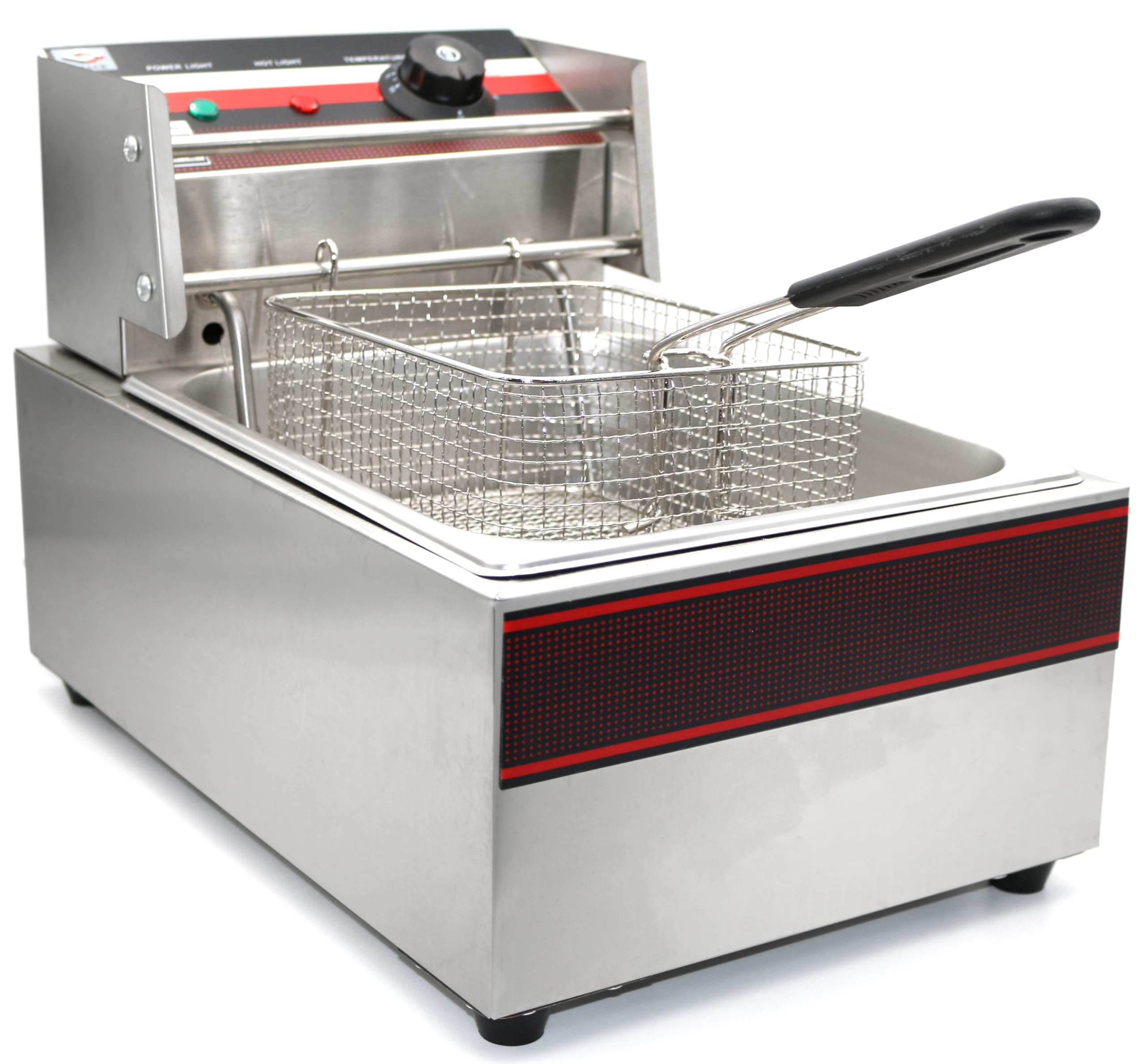 GRACE Commercial Counter-top Electric 6L Deep Fryer Single Stainless Steel Container Adjustable 50-190 ℃ Temperature