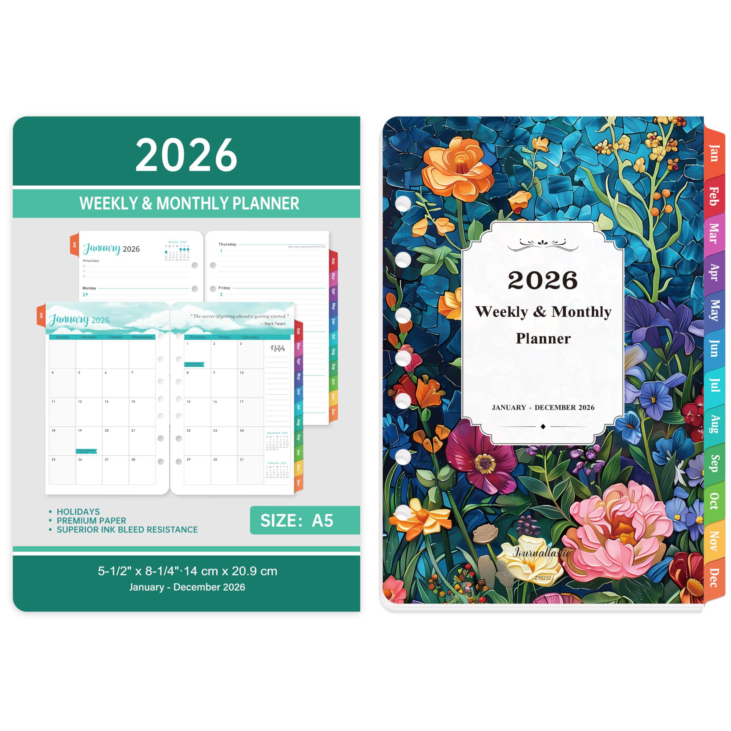 Refill Diary 2025 - A5 Week On Two Pages English Diary 2025, Organiser
