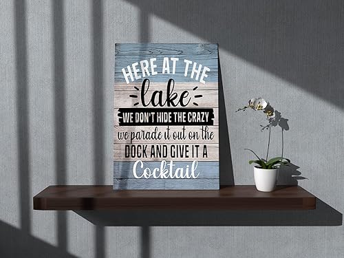 Miniatura 2 de Here At The Lake We Don't Hide The Crazy - Lienzo decorativo para pared, diseño de lago, 11 x 14 pulgadas, decoración para casa de lago, hogar,