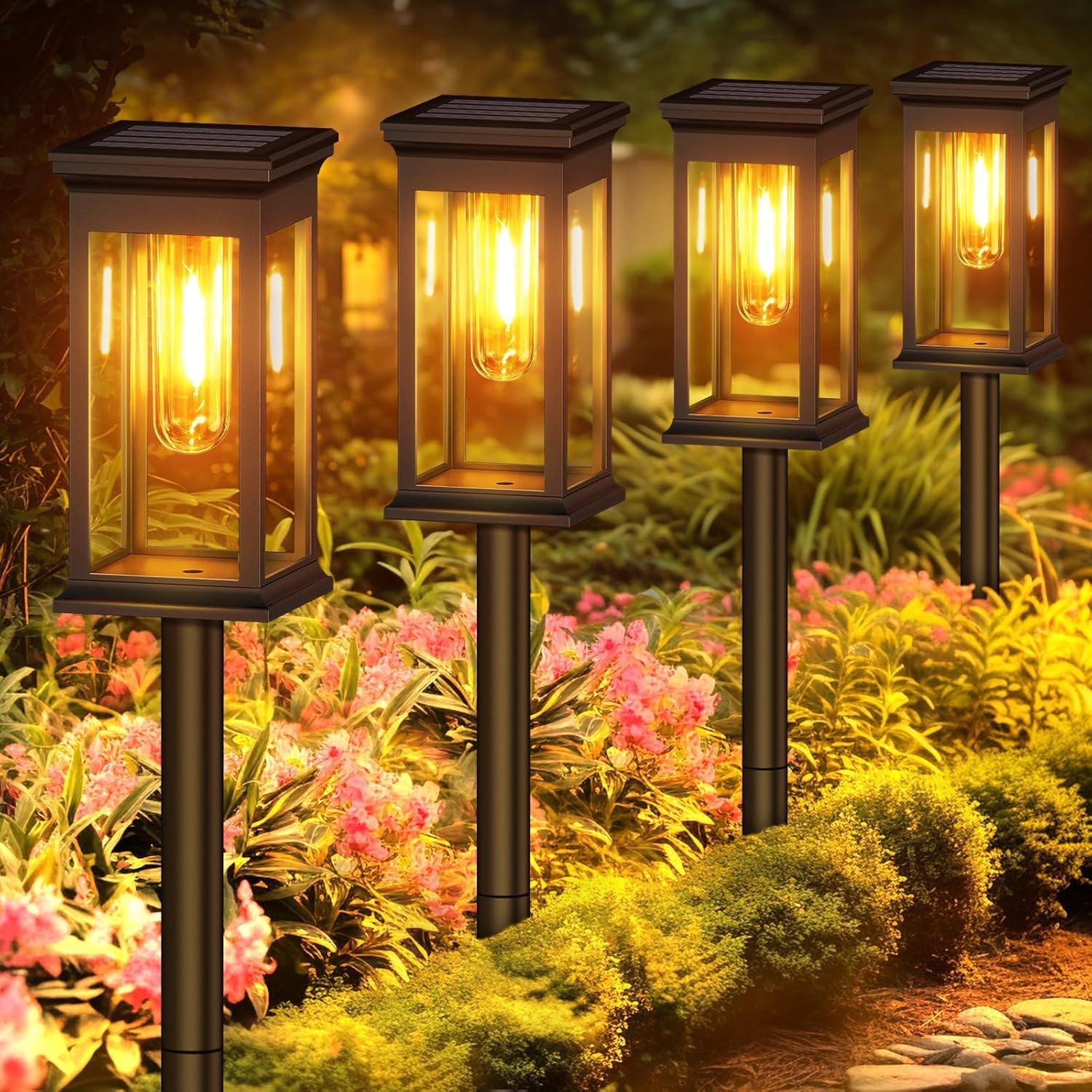 WIDEWINGS Solar Pathway Lights – Waterproof Outdoor Garden Lights for Yard, Lawn, Patio – Auto On/Off LED Landscape Lighting, Decorative Solar Walkway Lights (8 Pack)