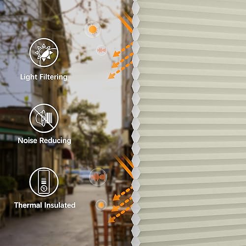 Miniatura 4 de HOTSOON Persianas celulares opacas manuales para ventana de techo, persianas celulares de panal para ventana, aislamiento térmico con protección UV,