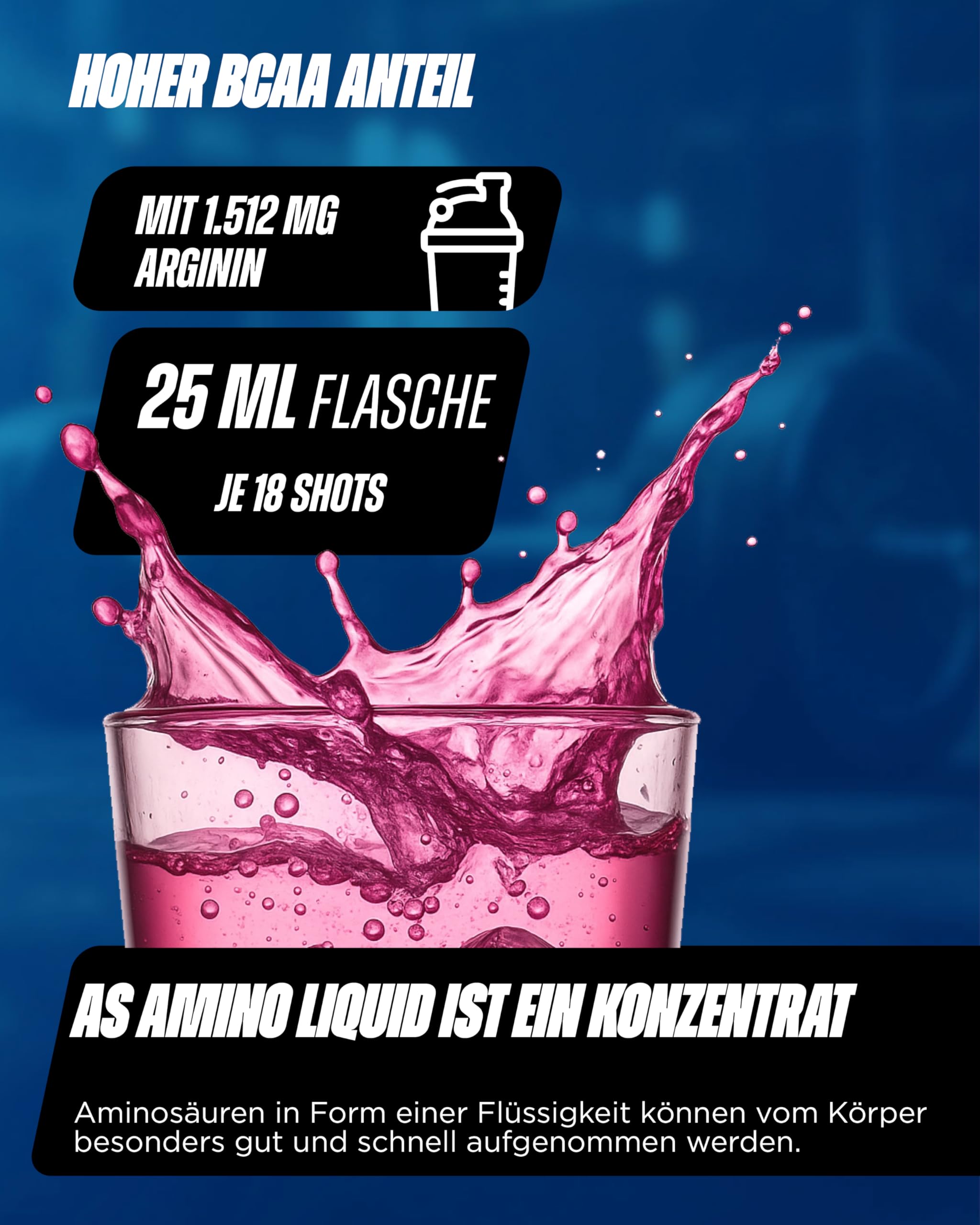 ALL STARS Amino Liquid 18 x 25ml Black Currant - Flüssiger Aminosäuren Komplex hochdosiert 12.000mg mit 12g Protein pro Portion, Nahrungsergänzungsmittel für Sportler