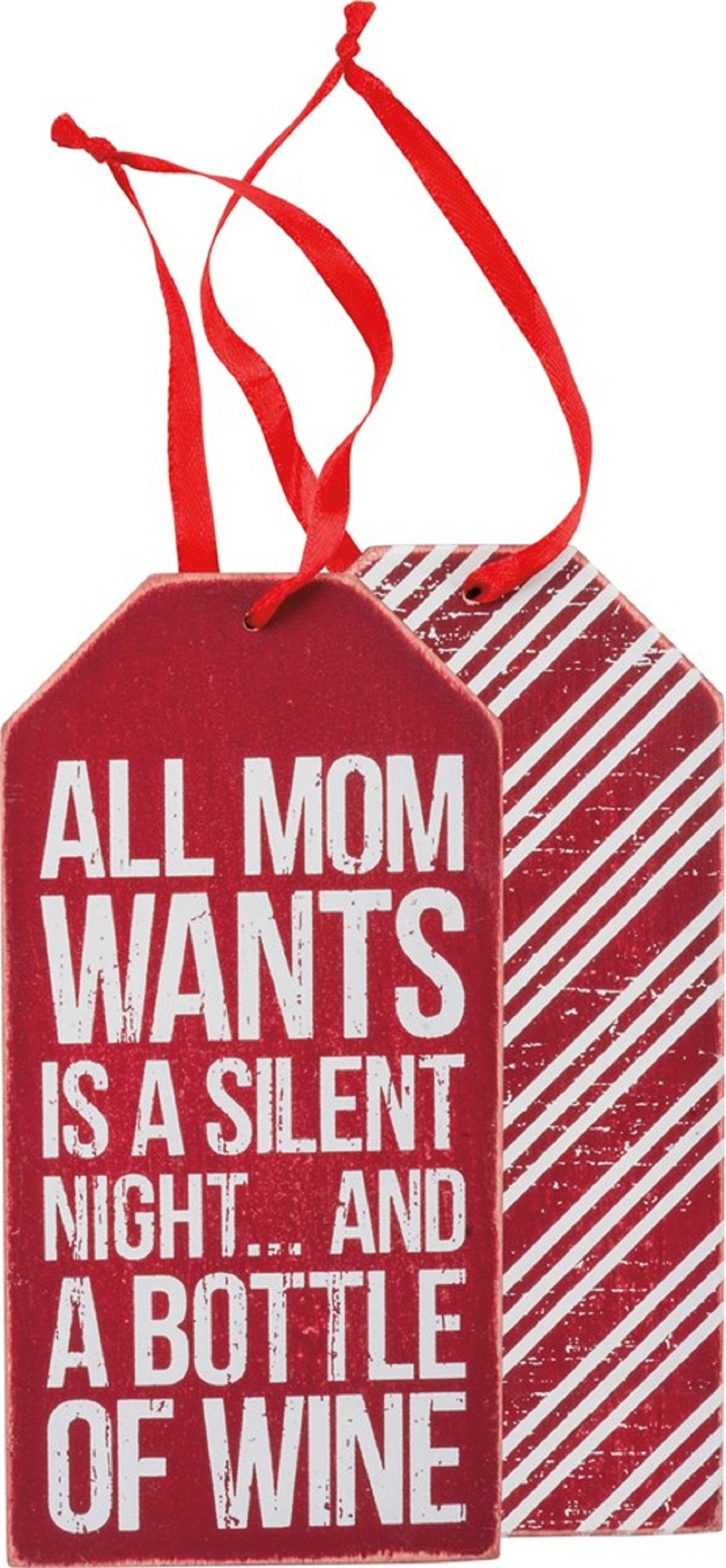 Primitives by Kathy Silent Night 3 Inches x 6 Inches Glitter Paper Ribbon Bottle Wine Glass Tags