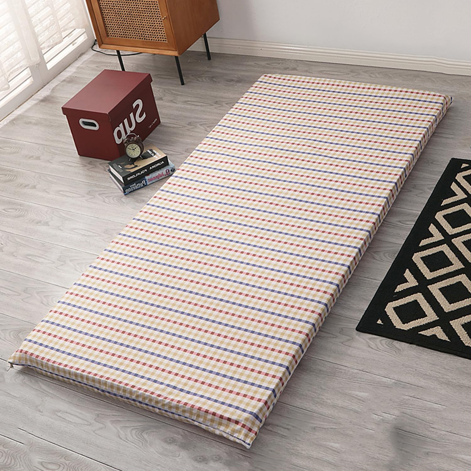 Japanese Futon Mattress Cover,100% Cotton Futon Slipcover with Zipper,Sleeping Mat Protector for Full Queen King Twin Size,Washable Skin Friendly,Style4,135x200cm/53x79