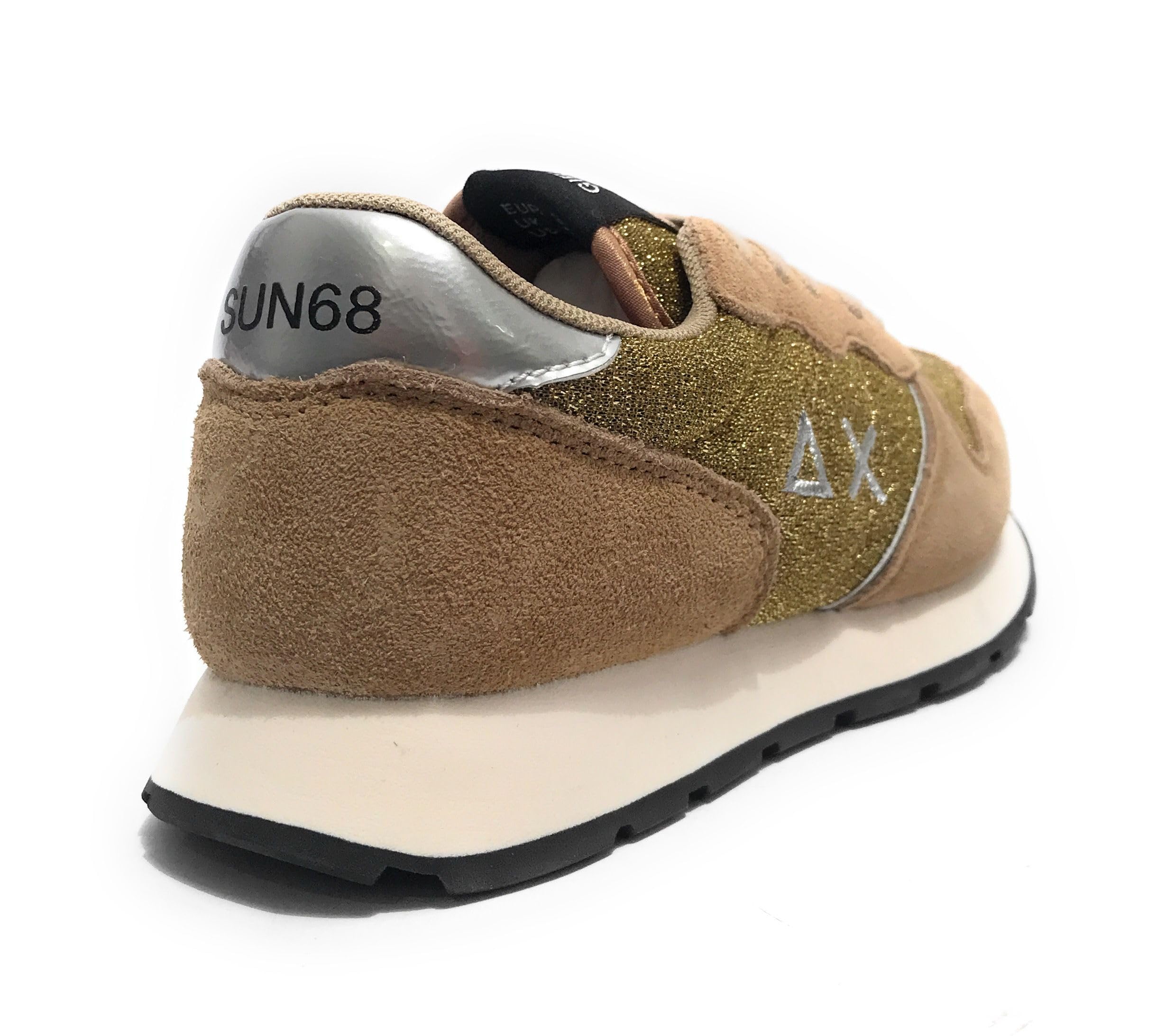 SUN68 Scarpe Sneaker Girl's Ally Glitter Textile Teen Suede/Nylon Oro Z25SU07 Z44404T 38