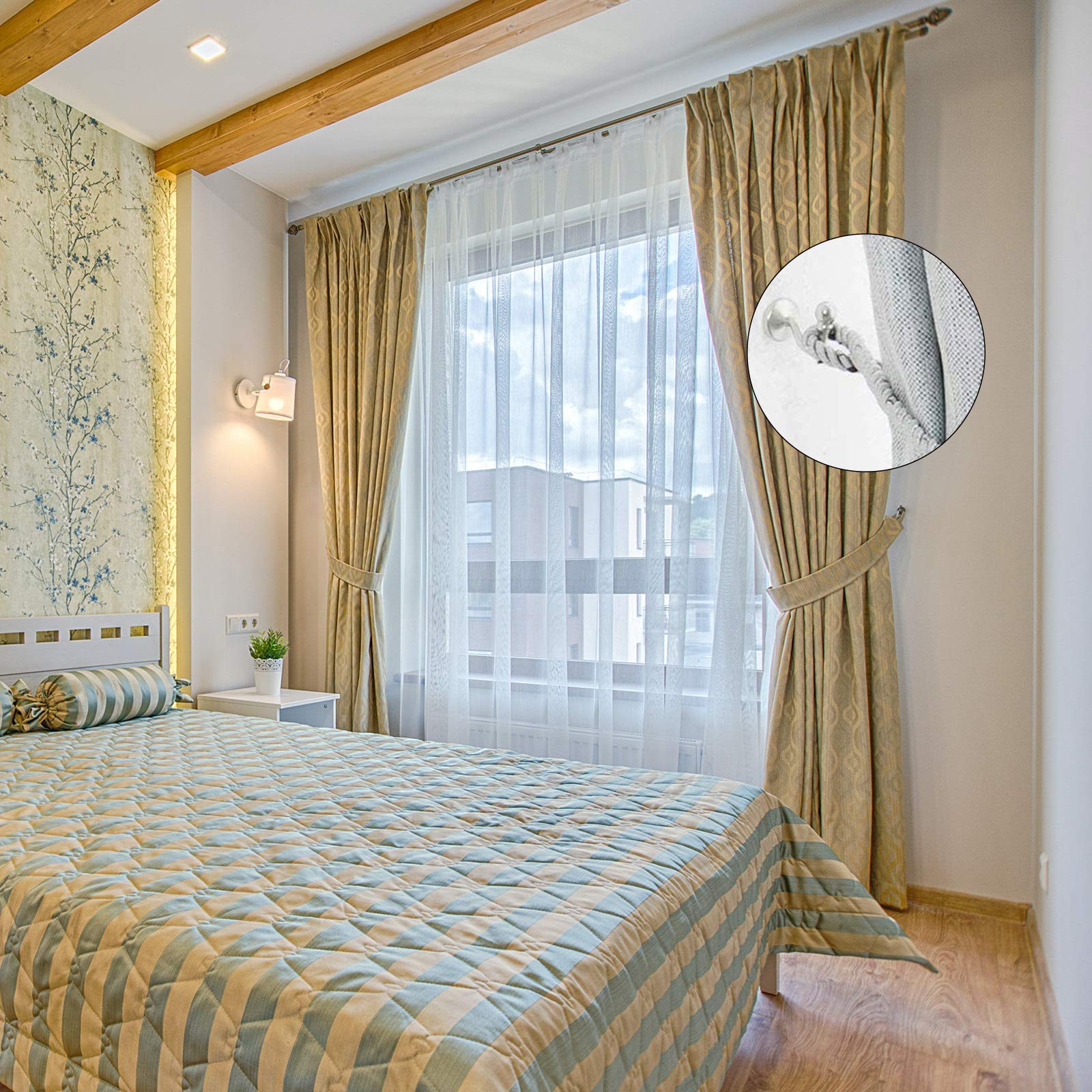 Alzapaños Cortinas Gancho Para Alzapaños De Cortina, Alzapaños Para Cortinas De Ventana Soportes De Borlas Para Cortinas Montados En La Pared Para Abrigos Para Ropa Para Llaves EOTVIA No | En Línea