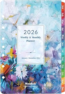 2026 Planner Refills - Planner Inserts with 7-Hole Punched, 5-1/2" x 8-1/2", Runs from Jan 2026 to Dec 2026, Weekly and Monthly Spread, Colorful Monthly Tabs