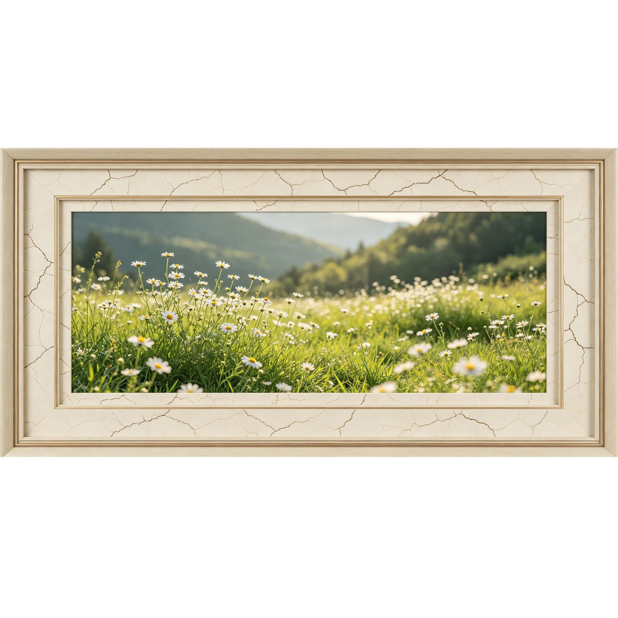 Agglomerix 3D Framed Wall Art Daisy Flower Landscape Botanical Nature Mountain View Large Size SelfAdhesive Removable Wall Decor Prints Artwork for Living Room Bedroom Office