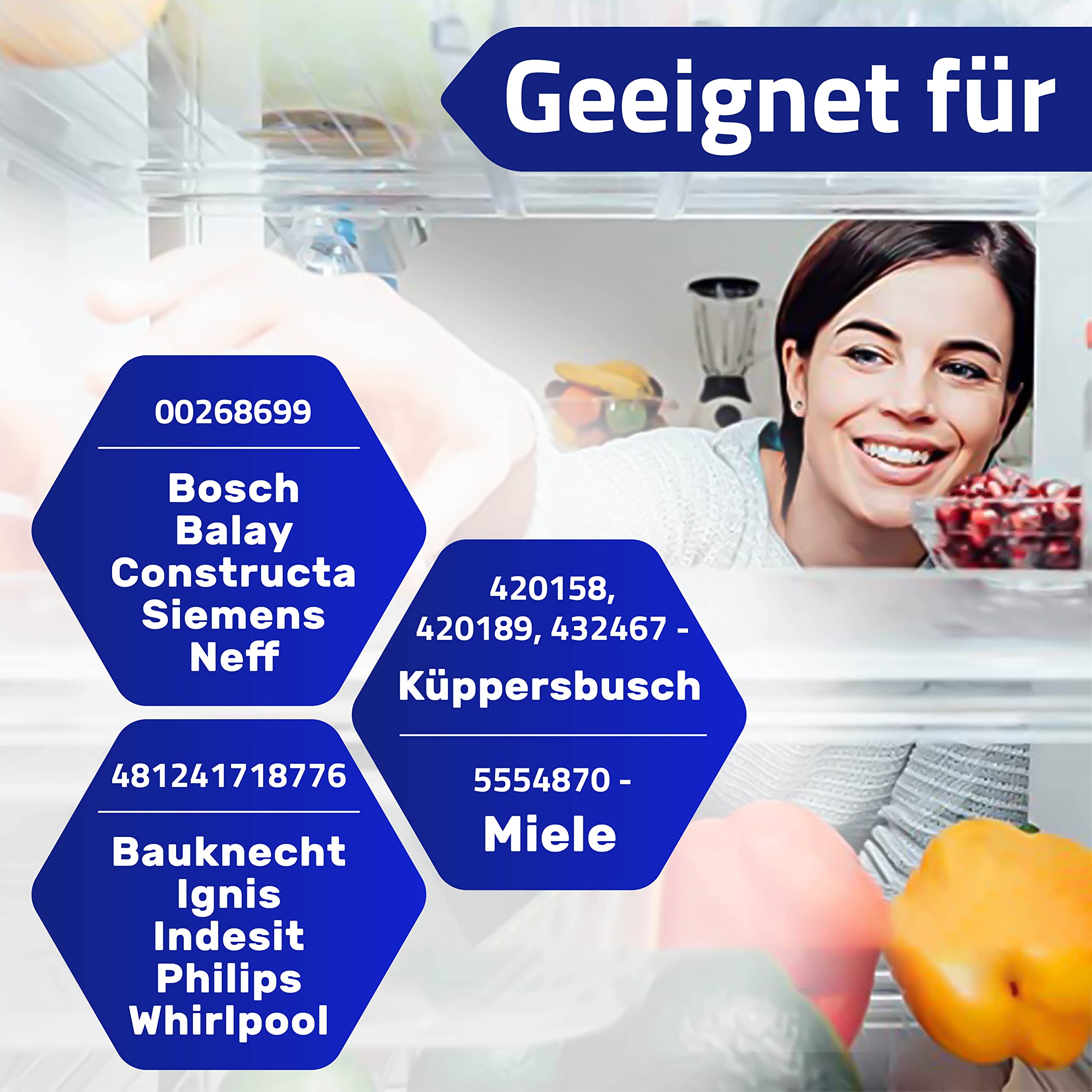 Satz mit 3 Scharniere und 6 Unterlegscheiben 00268699 268699 5554870 zum Kühlschrank Tür Scharnier Reparaturset für Bosch für Siemens für Miele für Whirlpool für Philips Garantie 10 Jahre - Monteral