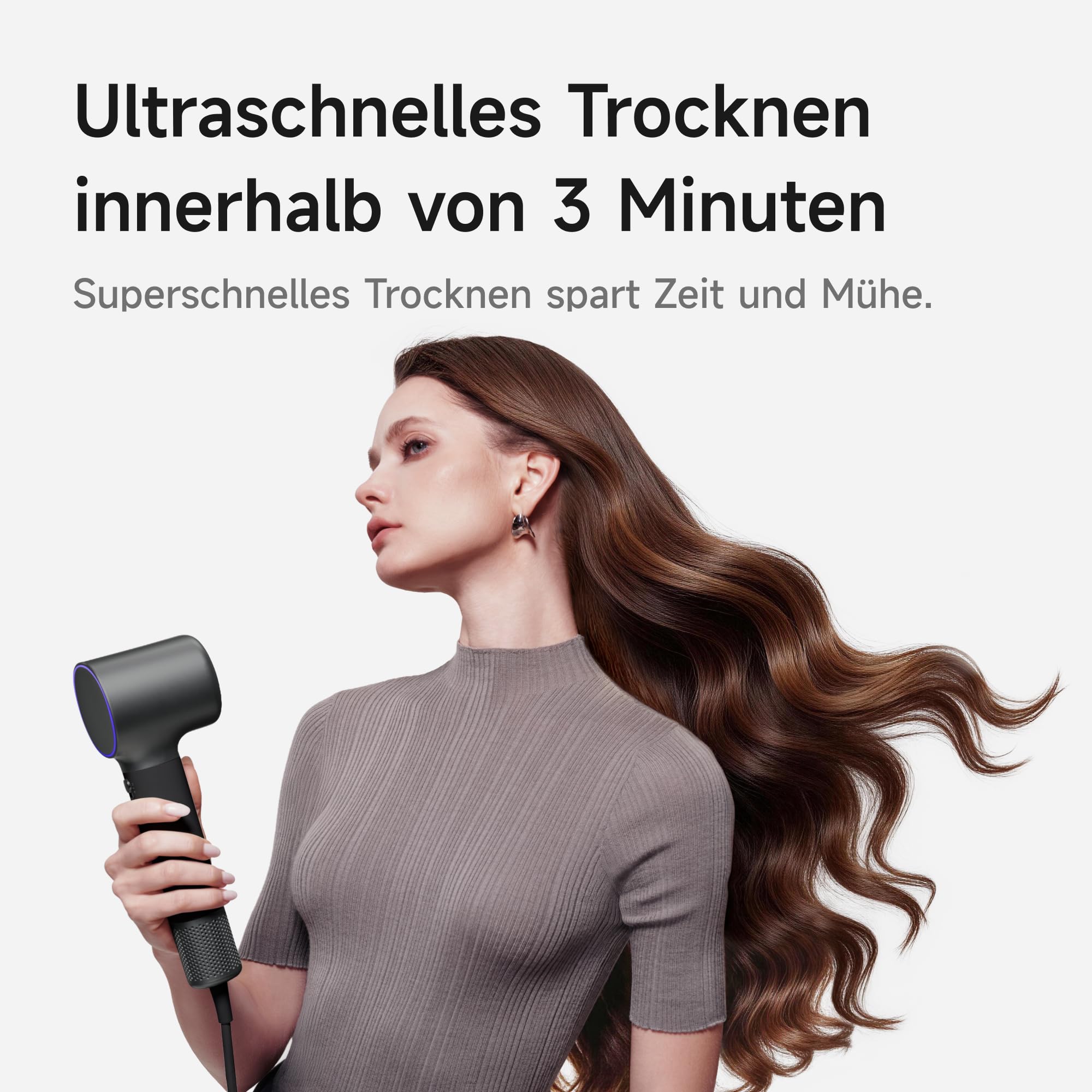 Laifen Neo Special Haartrockner, Öl-Infusion, 58°C Pflegemodus, Onyxschwarz | 110.000 U/min Motor, 3 Min. Schnelltrocknung, 22 m/s Luftstrom, 200M Ionen-Föhn, Thermo-Control, 59 dB leise, Pflegedüse