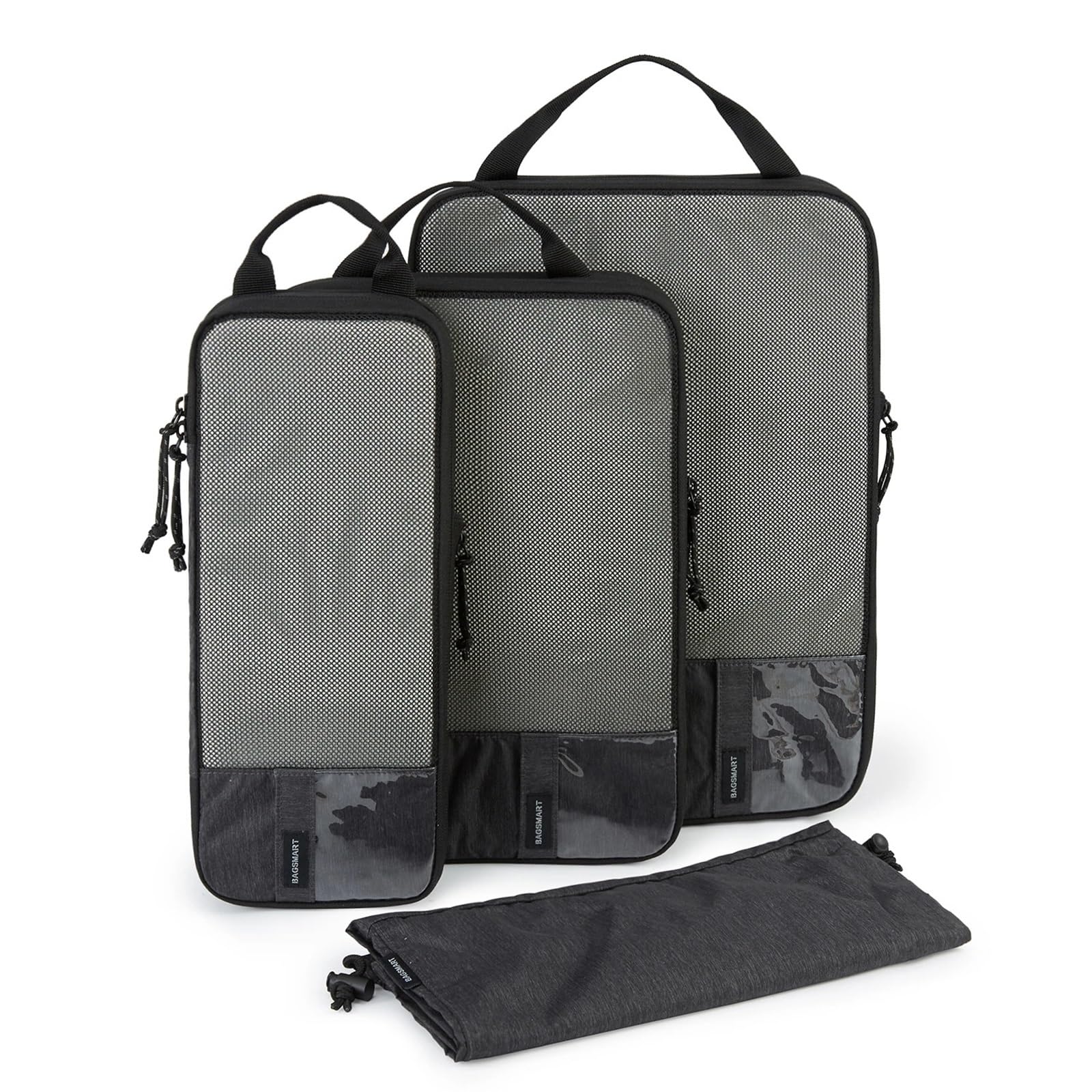 Packing Cubes for Suitcase Packing Cubes Compression Storage Bag Travel Lightweight Suitcase Organizer(4PC Black)
