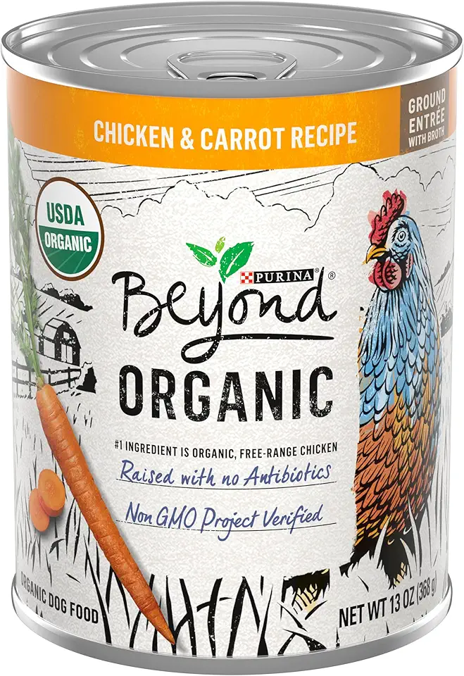 Purina Beyond Organic Wet Dog Food, Organic Chicken &amp; Carrot Adult Recipe Ground Entrée with Broth - (Pack of 12) 13 oz. Cans USDA Organic