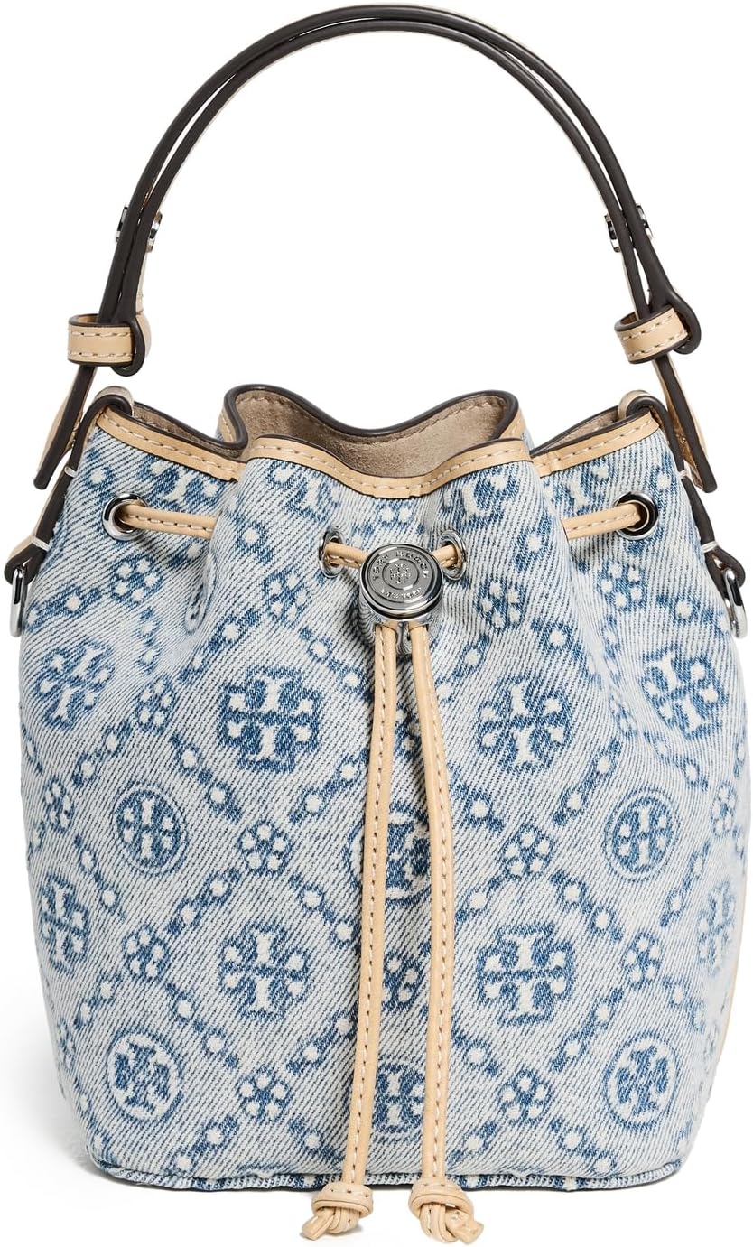 Tory Burch Women's T Monogram Denim Mini Bucket Bag
