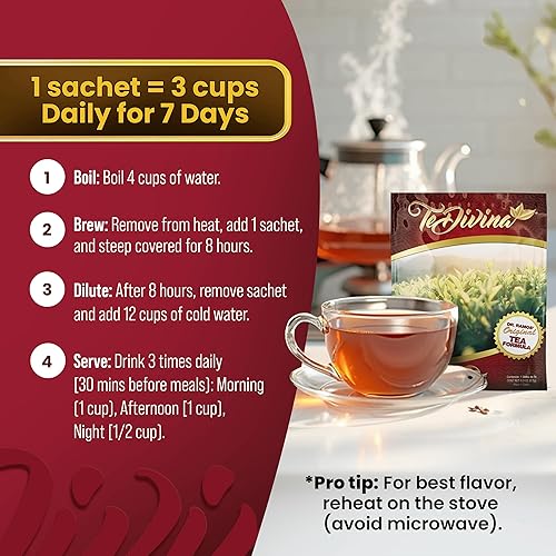 Miniatura 5 de Te Divina | Té de desintoxicación adelgazante durante 7 días | Té de hierbas para control de peso, grasa del vientre y limpieza de colon | Alivio de