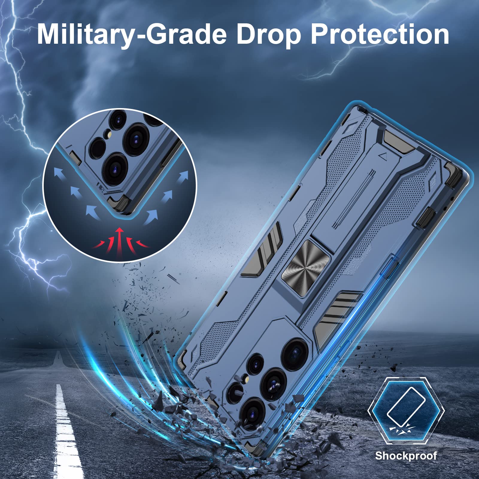 Funda para CMF Phone 2 Pro, Carcasa Antigolpes con Soporte anular metálico, Case Protectora de Grado Militar, Negro — view 1073