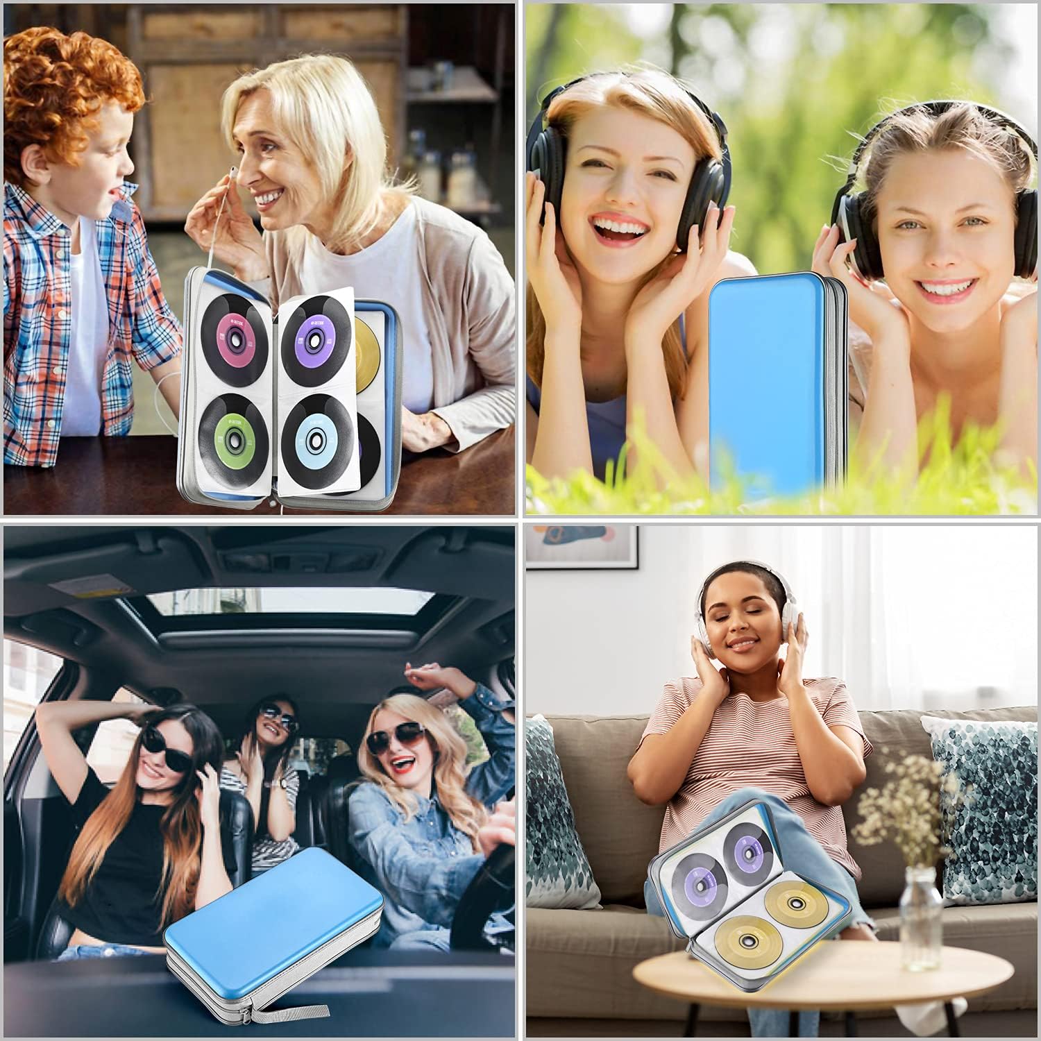 UENTIP 96 Capacity CD Case,Portable DVD Hard Plastic Case Holder CD Organizer Wallet Protective DVD Storage (96, SkyBlue) : Home & Kitchen