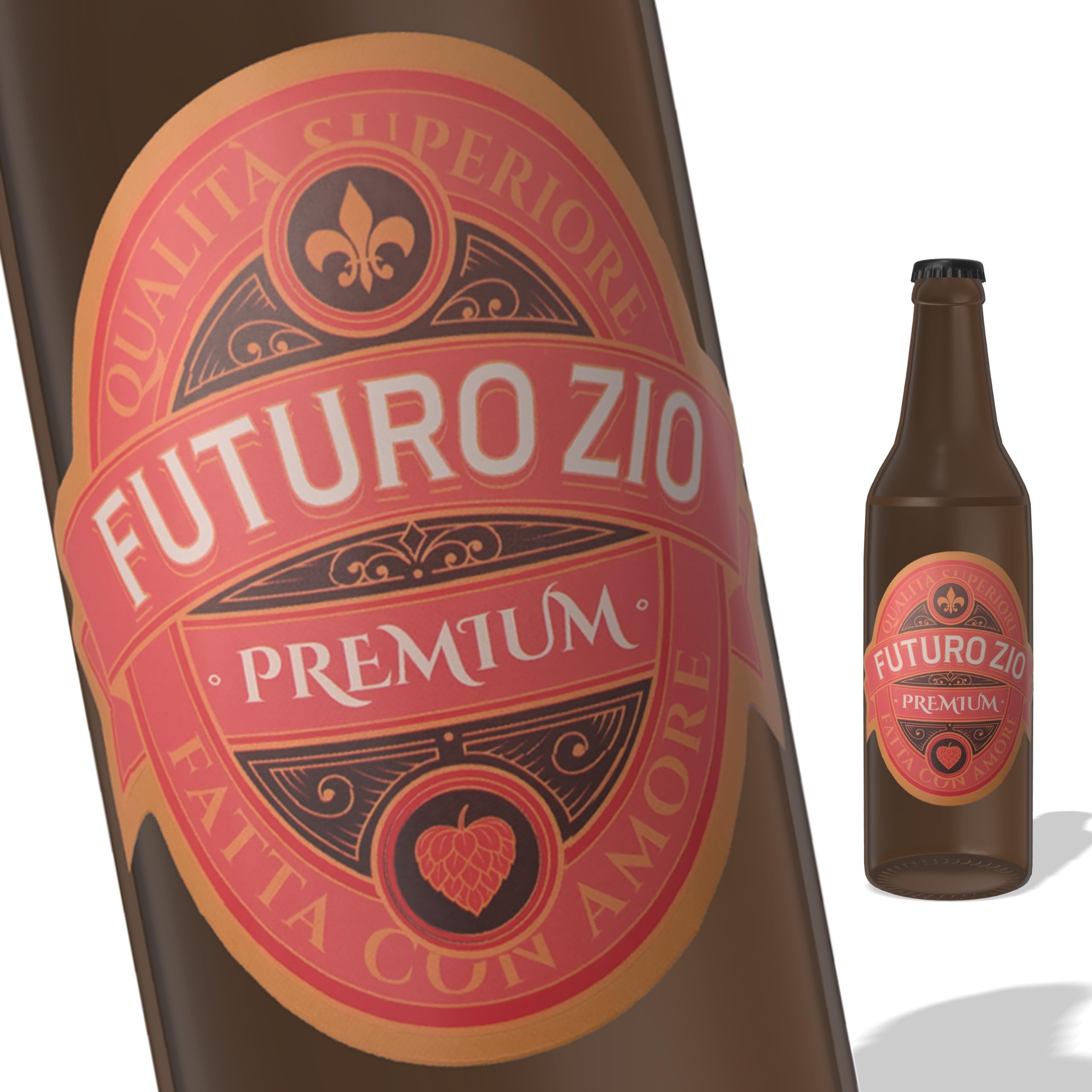 FunFest - Set di 3 Etichette per Bottiglia di Birra - Futuro Zio - Verde & Oro