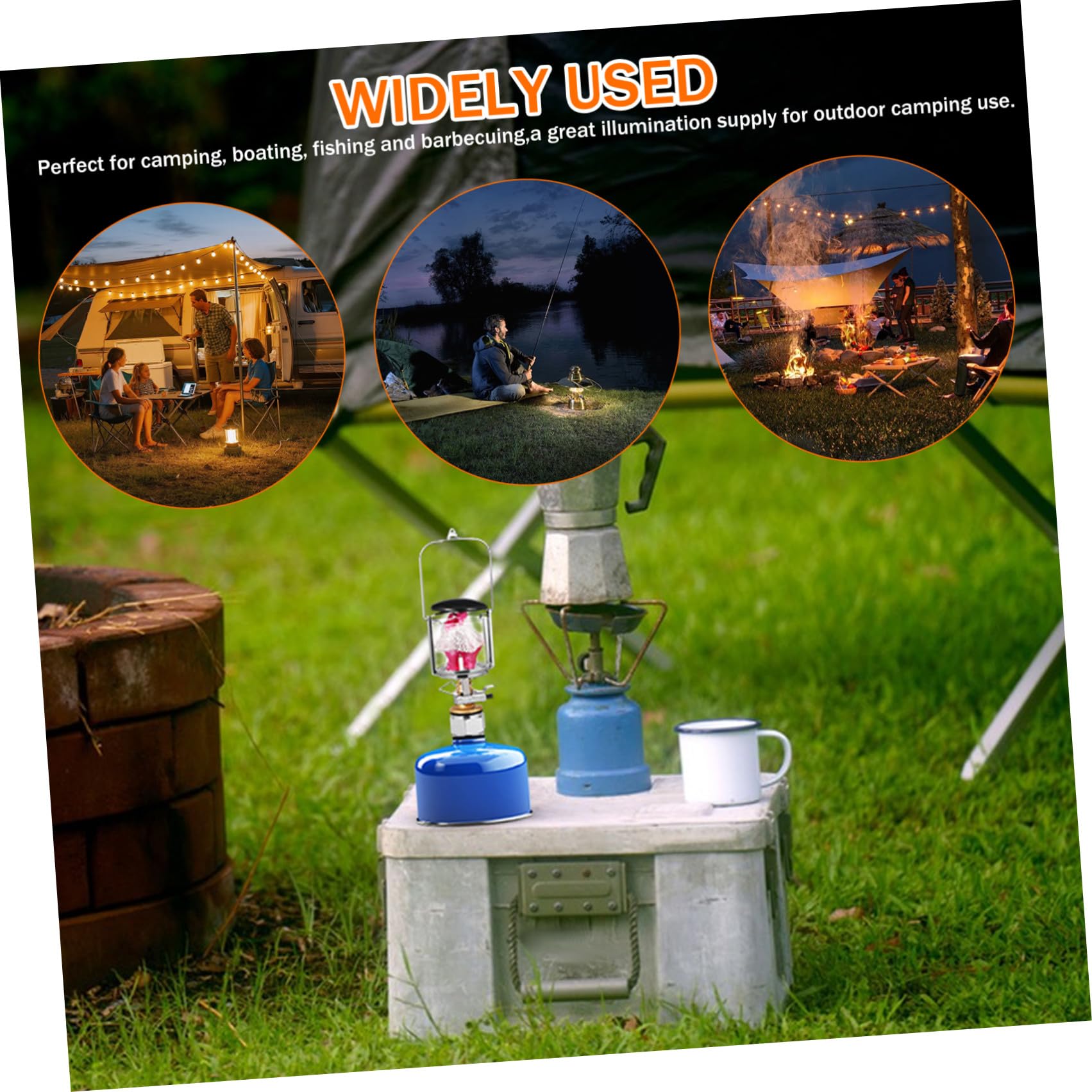 Lampada Gas da Campeggio Portatile per Outdoor con Copertura | Bombola Filettata Piatta, Struttura in Acciaio Inox, Nylon e Plastica, Uso in Campeggio All'aperto
