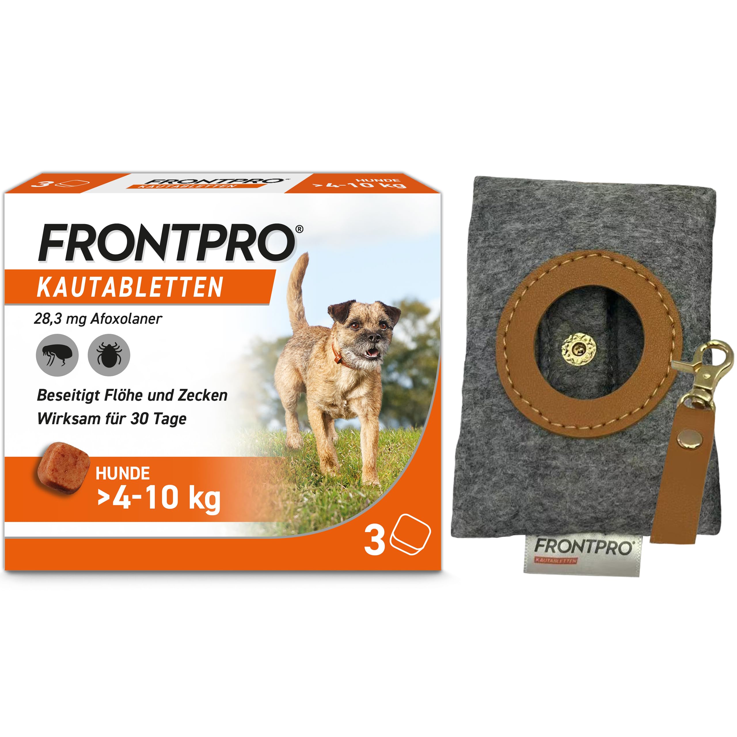 FRONTPRO Hund M - Kautablette gegen Zecken & Flöhe (Hunde 4 bis 10 kg)