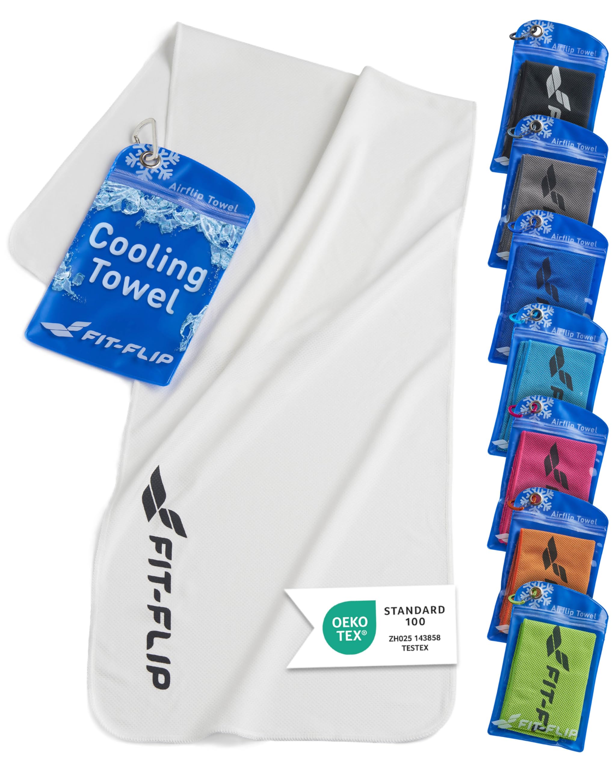 Fit-Flip Serviette de Refroidissement Parfaite comme Serviettes Sport Microfibre ou Serviette rafraîchissante – Airflip Cool Towel pour Fitness, Sports, Voyages, Yoga