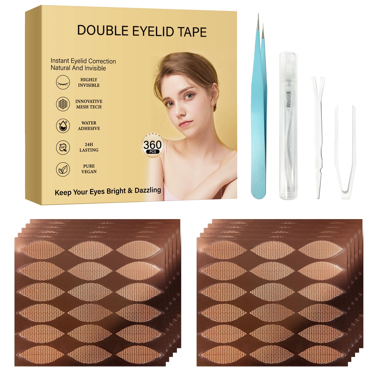 Eyelid Lifter Strips, 360Count Eyelid Tape, Glue-Free Eyelid Tape for Hooded Eyes Invisible, Instant Eyelid Lift for Heavy Saggy, Uneven,Hooded, Mono-eyelids