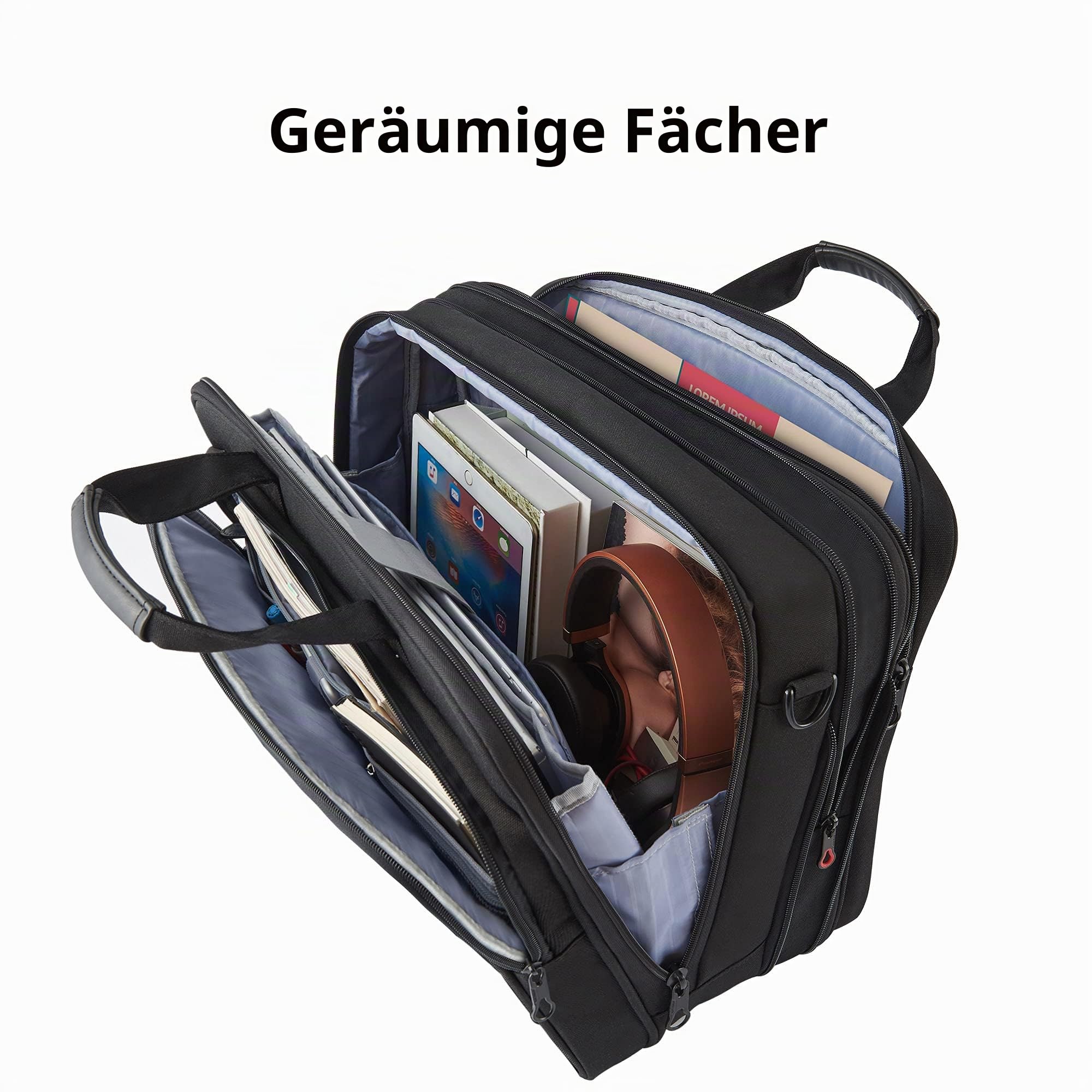 KROSER Laptoptasche 17,3 Zoll Wasserdicht Umhängetasche mit RFID-Taschen für Geschäft Reisen Schule