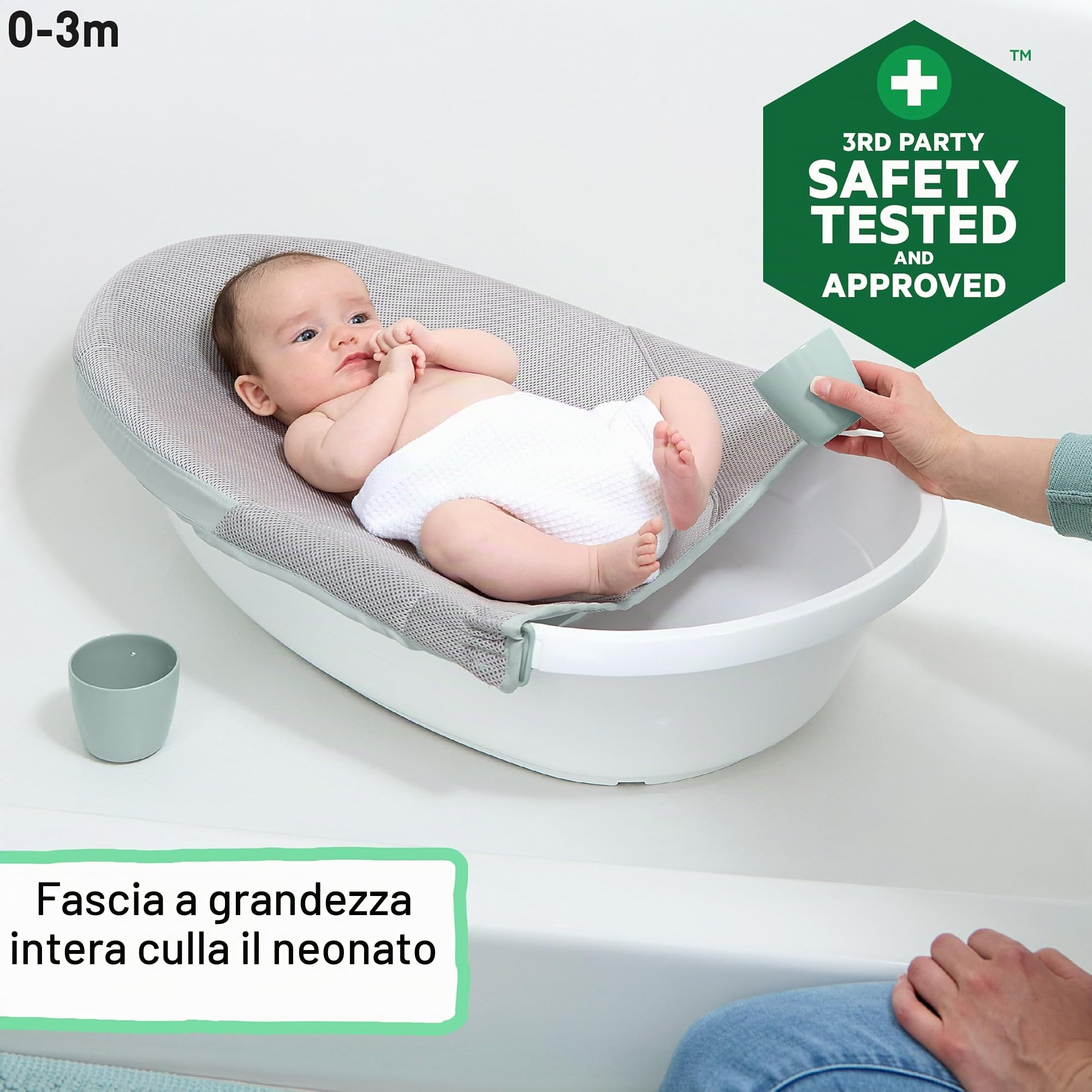 Ingenuity 4-in-1 Vaschetta Bagnetto Neonato per Bambini, con Amaca Regolabile, Seduta di Supporto, 2 Bicchieri per il Risciacquo, 4 Modalità d'Uso, 0-24 Mesi